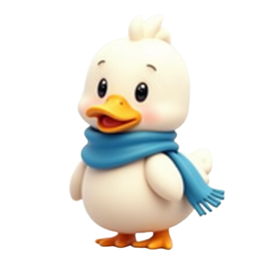 Cute Cartoon Duck with Scarf